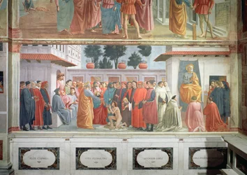Die Auferweckung des Sohnes von Theophilus, dem König von Antiochia, und St. Peter als erster Bischof von Antiochia, ca. 1427 und ca. 1480